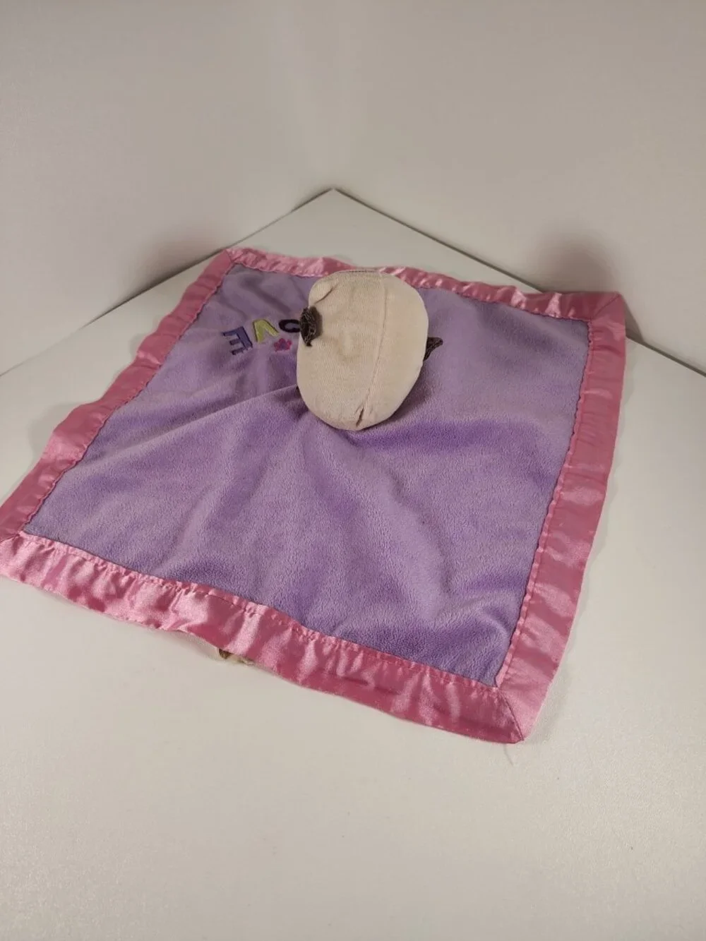 Lovey Security Blanket Plush Circo Bird Owl Love Pink Purple Satin Flower